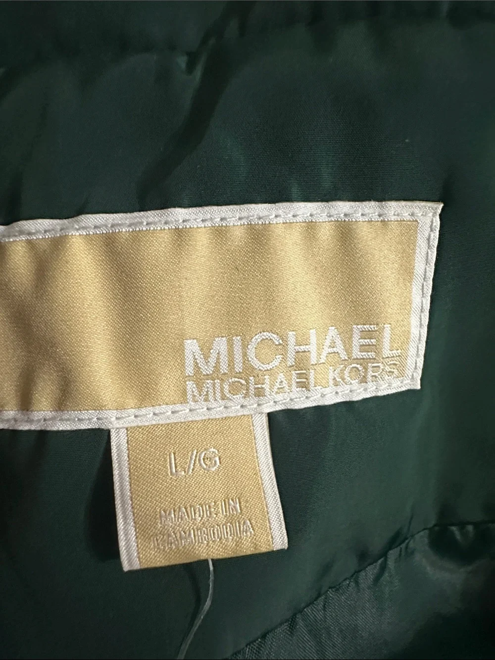 Michael Kors emerald Green Quilted Puffer Vest with Gold Zip